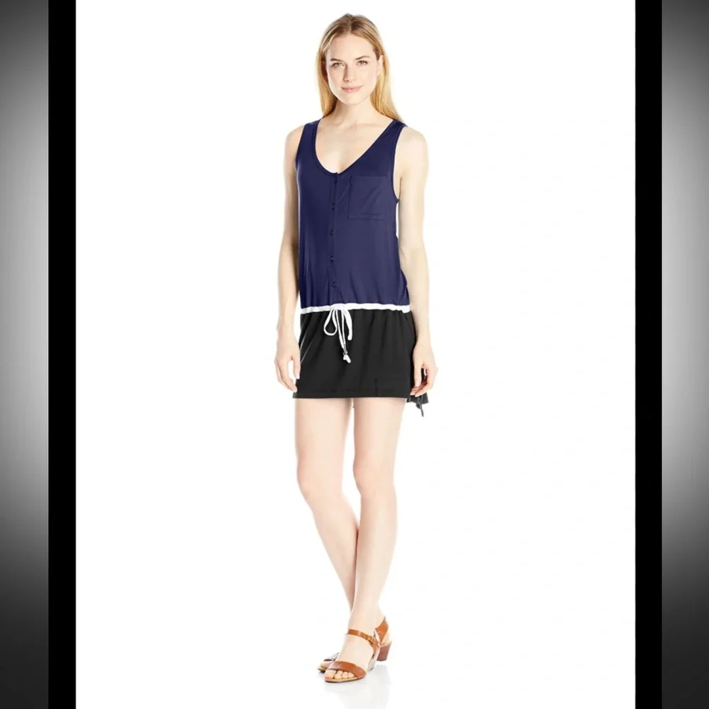 LOLE Women’s Navy/Black Anita Drawstring Tunic Swimsuit Cover-Up—XS